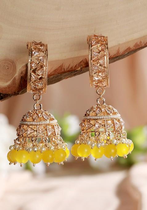Rose Gold Plated Beaded Dome Shaped Jhumkas
