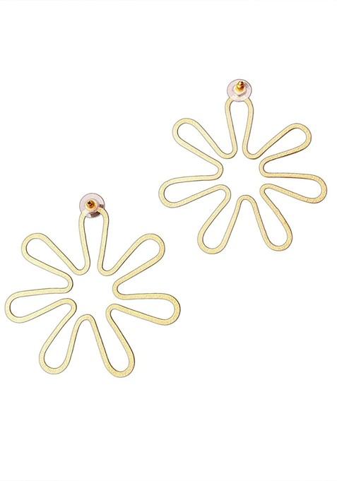 Gold Floral Studs Earrings