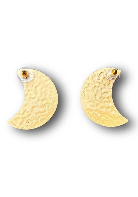 Gold Crescent Shaped Studs Earrings