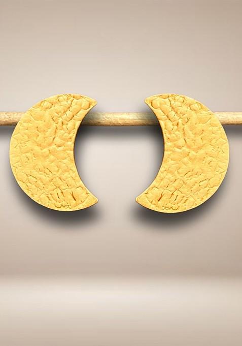 Gold Crescent Shaped Studs Earrings