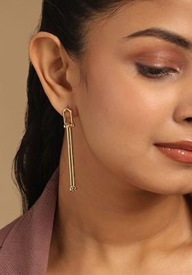 Stainless Steel Gold Plated Anti Tarnish Contemporary Shaped Drop Earrings