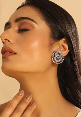 Women Cubic Zirconia Contemporary Knot Stud Earrings