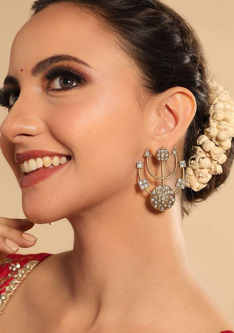 Gold Plated Pearls Beaded Contemporary Studs - Indya