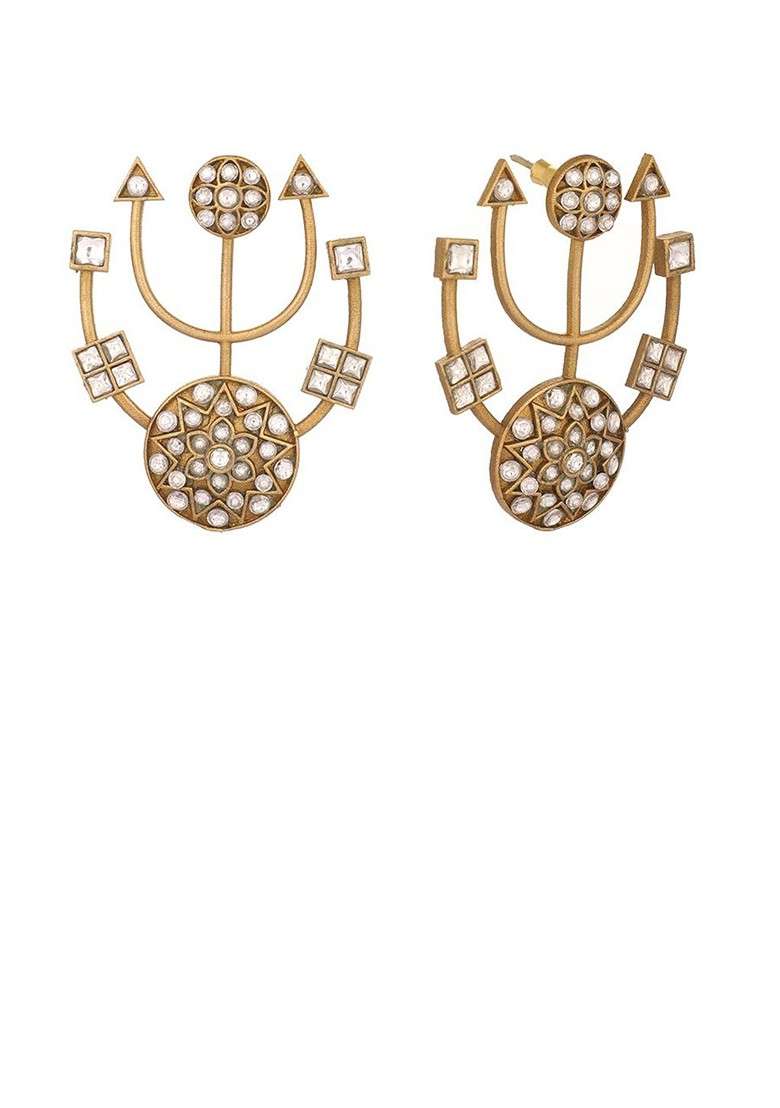 Gold Plated Pearls Beaded Contemporary Studs - Indya