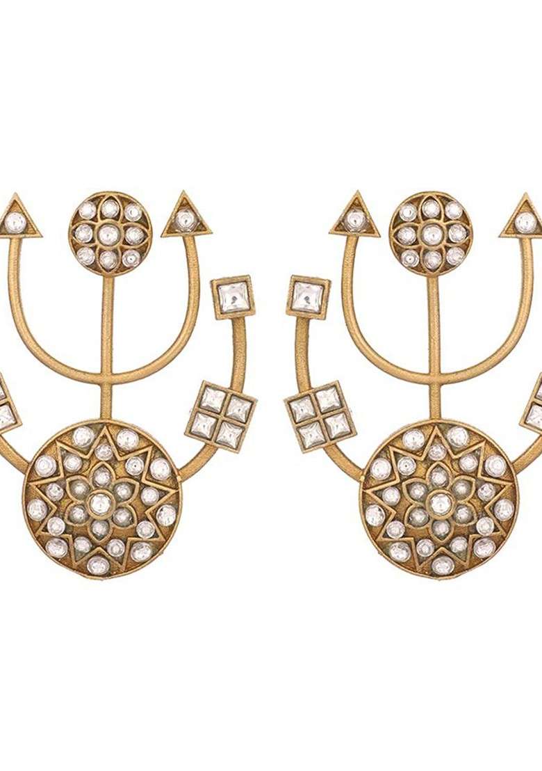 Gold Plated Pearls Beaded Contemporary Studs - Indya