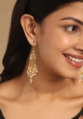18K Gold Plated Pearls Beaded Anti Tarnish Contemporary Drop Earrings