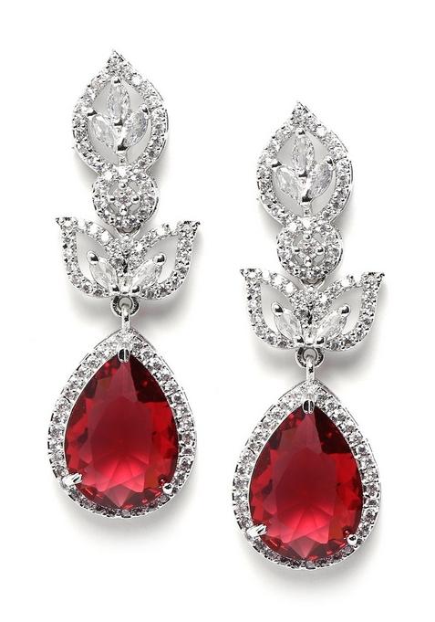 Silver Plated Tear Drop Shaped Drop Earrings