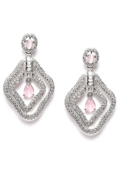 Silver Plated Diamond Shaped Drop Earrings