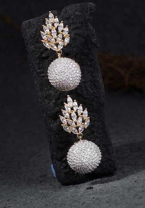 Women Gold Plated Cz Stone Studded Drop Earring