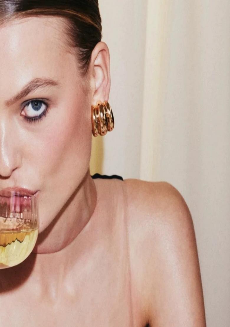 18K Gold Plated Waterproof Anti Tarnish Chunky Ribbed Curved Half Hoops - Indya