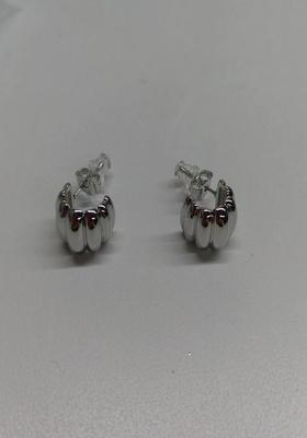 18K Silver Plated Waterproof Anti Tarnish Small Croissant Half Hoop Earrings