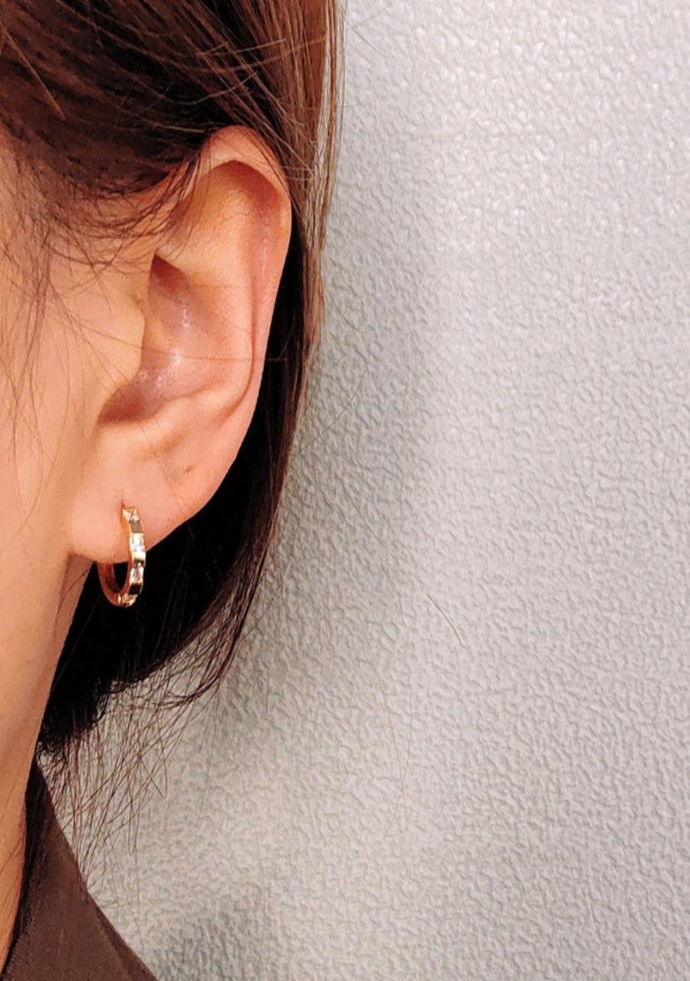 14K Gold Plated Anti Tarnish Minimal Zircon Huggie Hoop Earrings - Indya