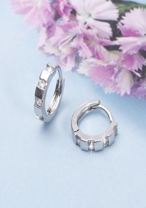 14K Silver Plated Anti Tarnish Minimal Zircon Huggie Hoop Earrings