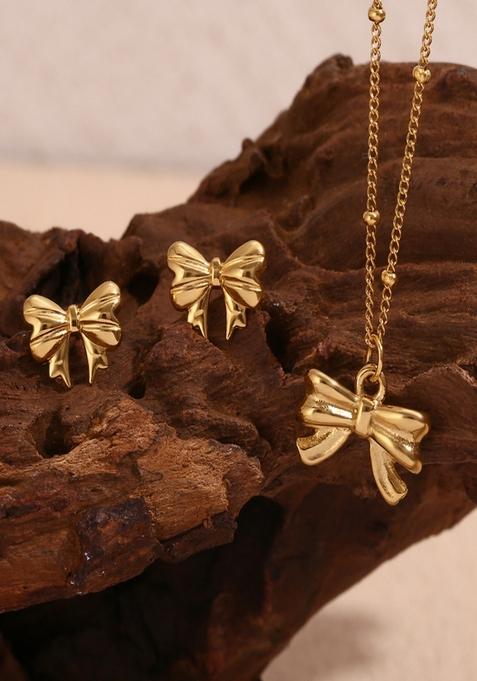 18K Gold Plated Waterproof Antitarnish Small Bow Stud Earrings