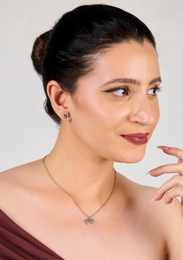 18K Silver Plated Waterproof Antitarnish Small Bow Stud Earrings - Indya
