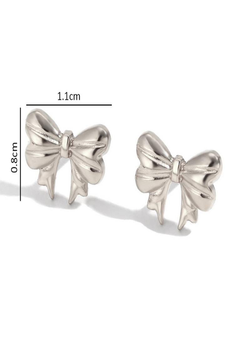18K Silver Plated Waterproof Antitarnish Small Bow Stud Earrings - Indya
