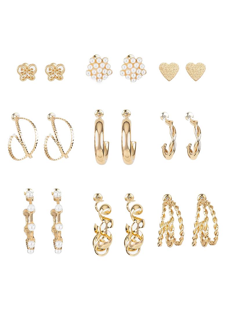 Golden Gold No Stone Earrings - Indya