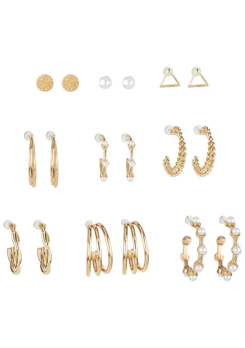 Golden Gold No Stone Earrings - Indya