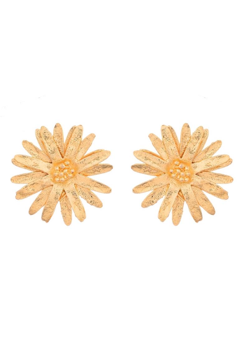 18K Gold Plated Anti Tarnish Elegent Floral Shaped Stud Earrings