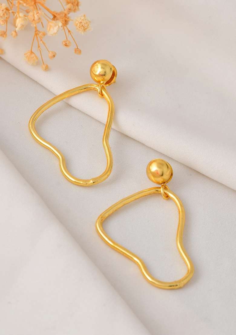 18K Gold Plated Anti Tarnish Designer Drop Earrings - Indya