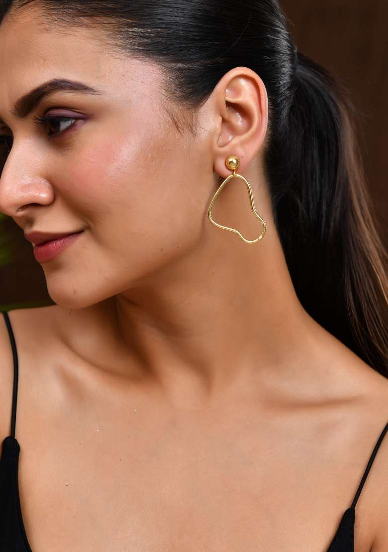 18K Gold Plated Anti Tarnish Designer Drop Earrings - Indya