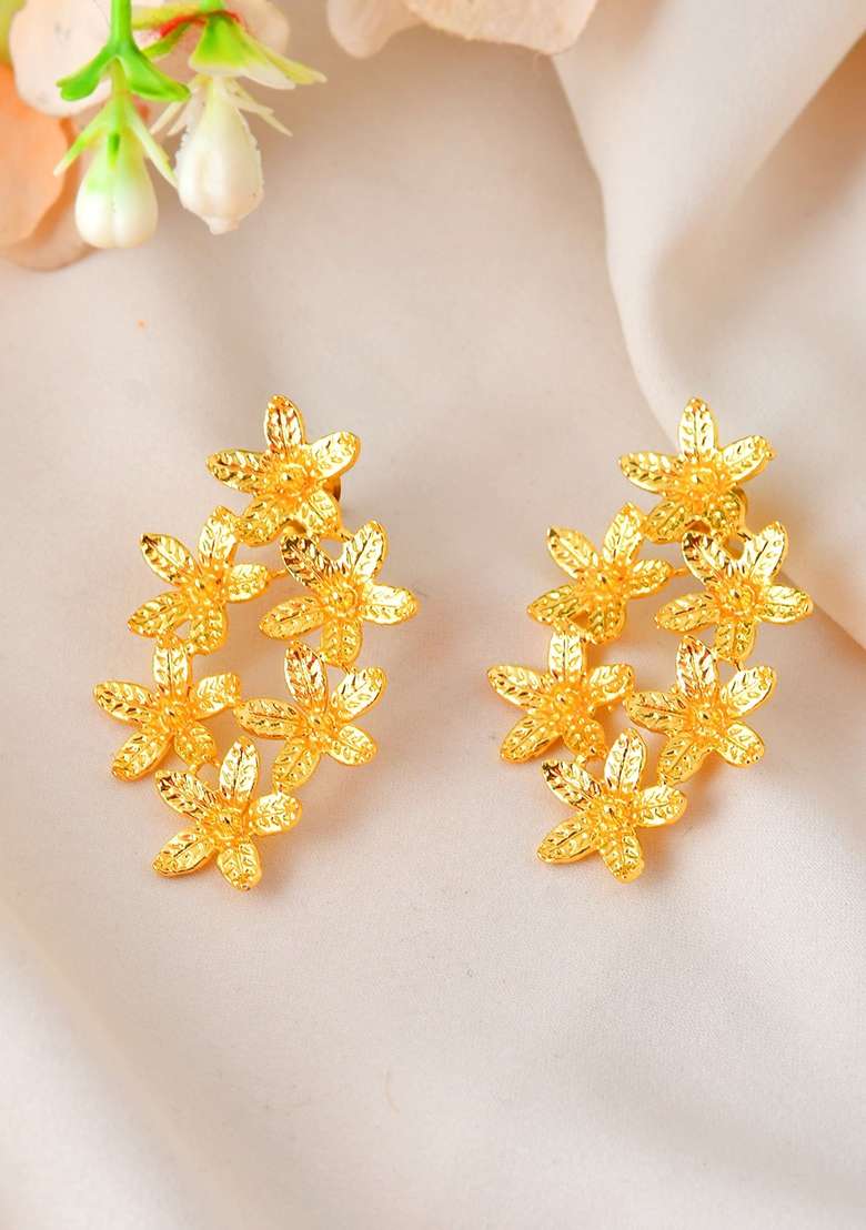 18K Gold Plated Floral Designer Earrings - Indya