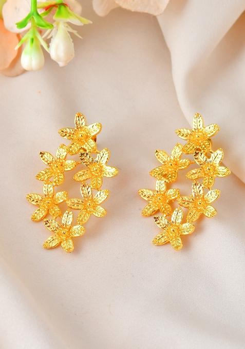18K Gold Plated Floral Designer Earrings