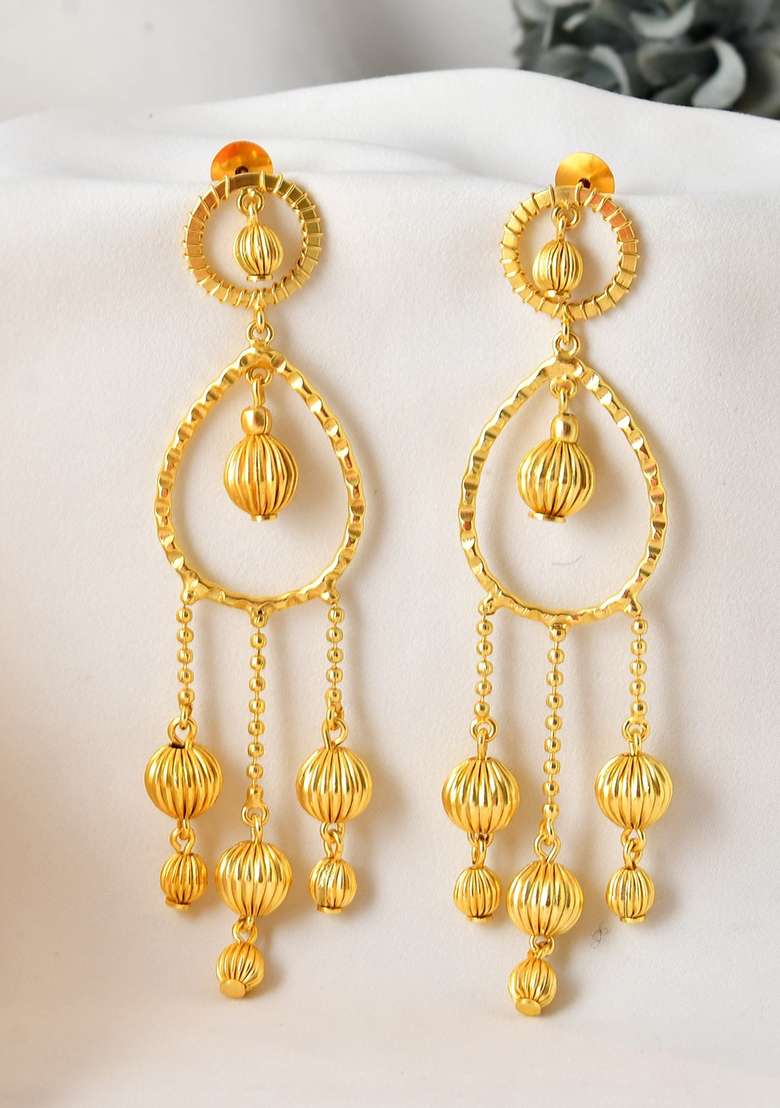 18K Gold Plated Elegant Anti Tarnish Big Drop Earrings - Indya
