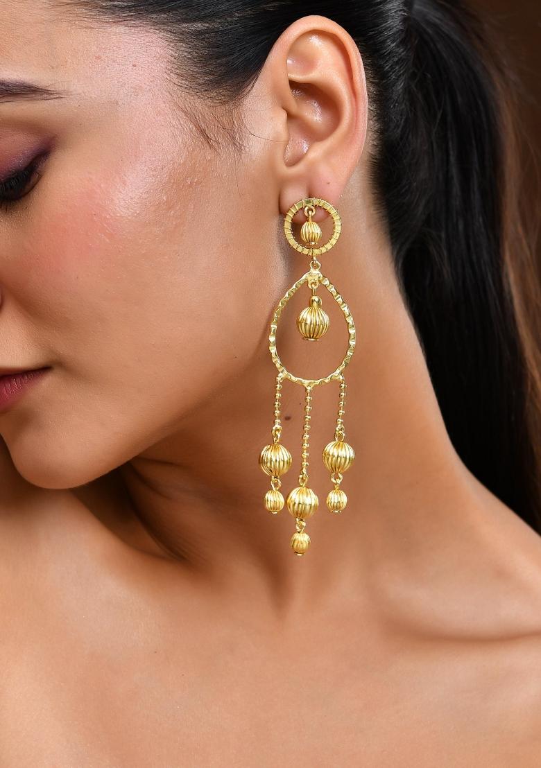 18K Gold Plated Elegant Anti Tarnish Big Drop Earrings