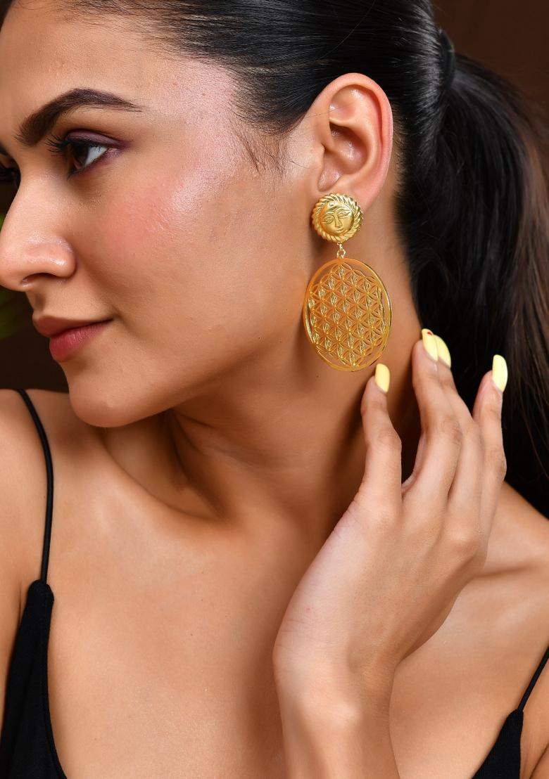 18K Gold Plated Hand Crafted Anti Tarnish Circular Earrings