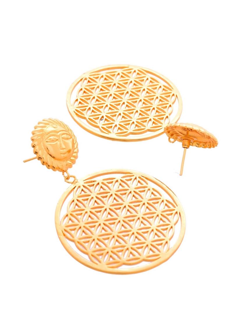 18K Gold Plated Hand Crafted Anti Tarnish Circular Earrings