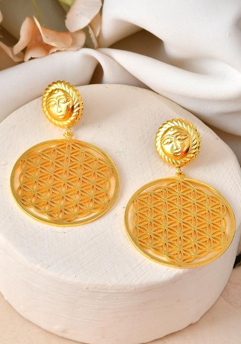 18K Gold Plated Hand Crafted Anti Tarnish Circular Earrings