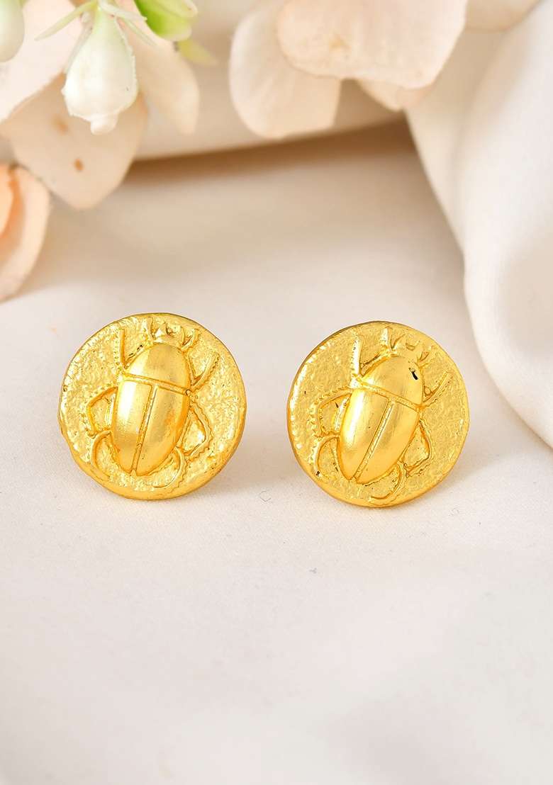 18K Gold Plated Designer Small Stud Earrings - Indya