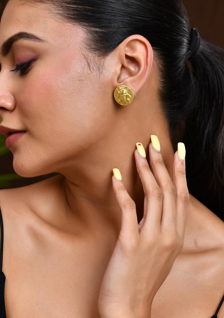 18K Gold Plated Designer Small Stud Earrings