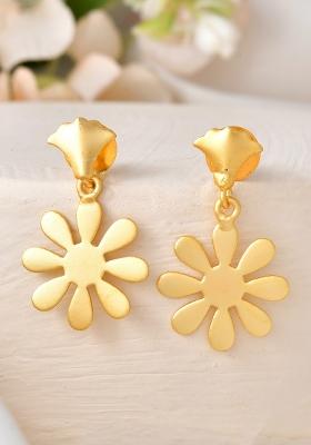18K Gold Plated Anti Tarnish Flower Shaped Drop Earrings
