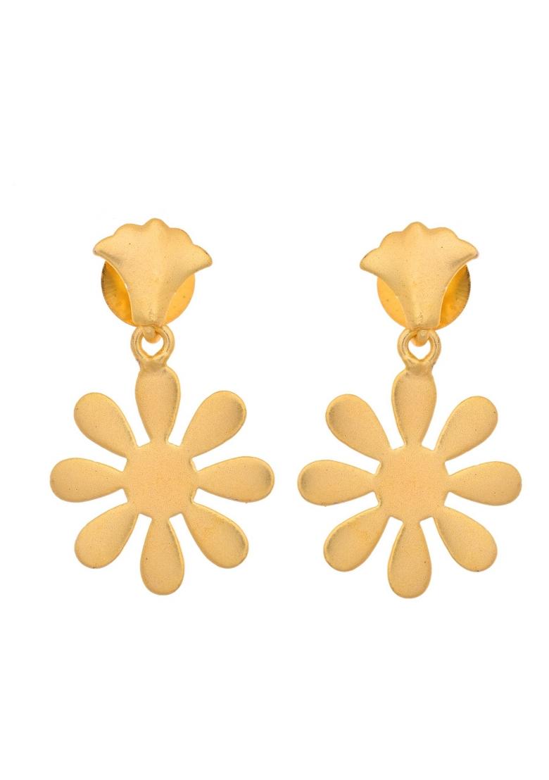 18K Gold Plated Anti Tarnish Flower Shaped Drop Earrings