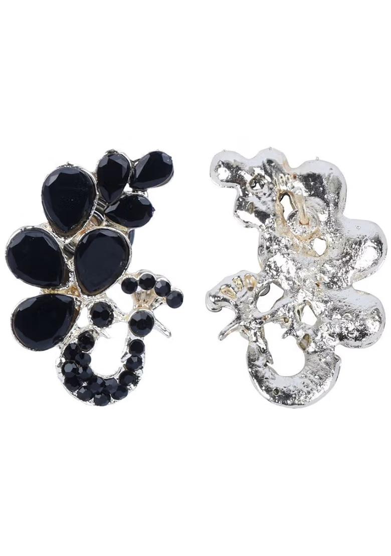 Black Peacock Kundan Statement Earrings For Women