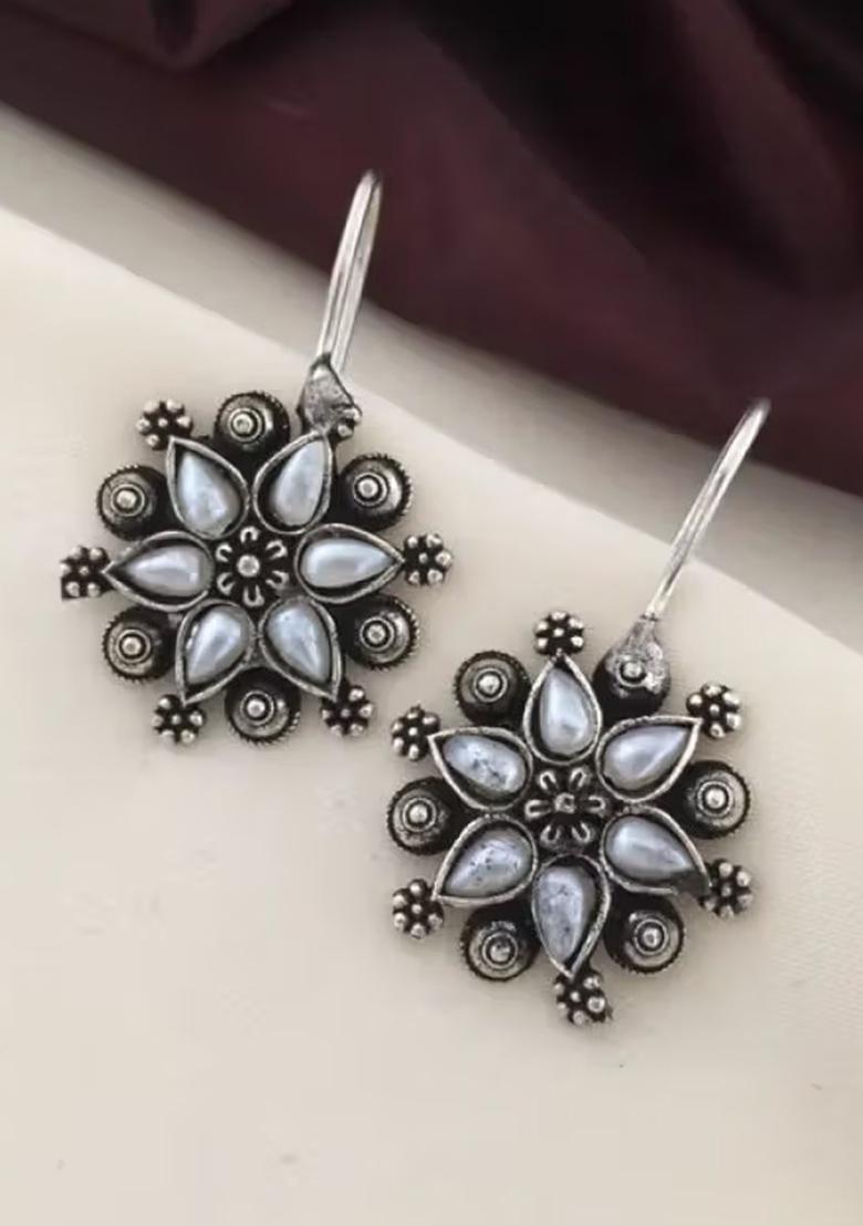 Pink Yellow And White Stud Earrings Combo For Women