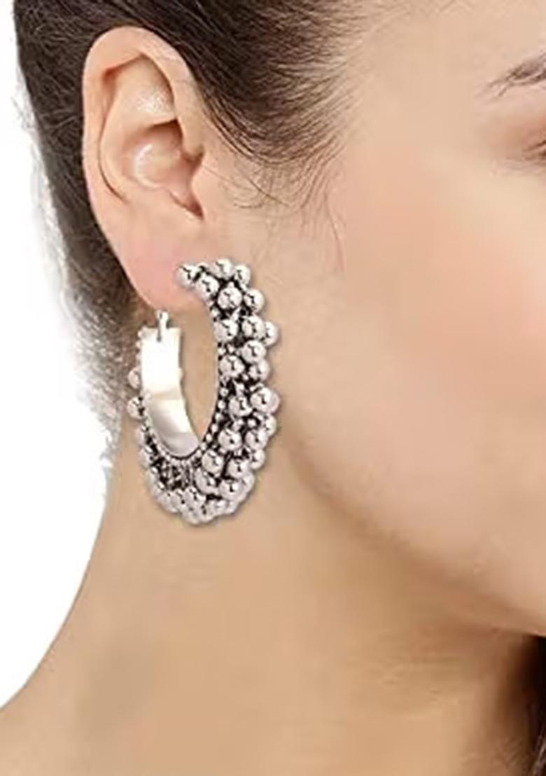 Classic Oxidised Bali Earrings For Women