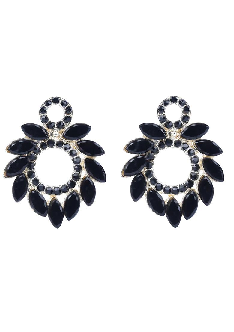 Black Round Center Stud Earrings For Women
