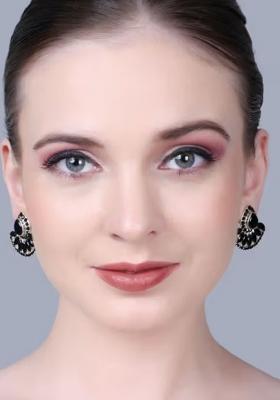 Black Statement Earrings With 1 Big And 7 Small Drops