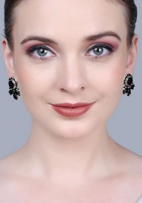 Black Round Center With 3 Drop Earrings For Women