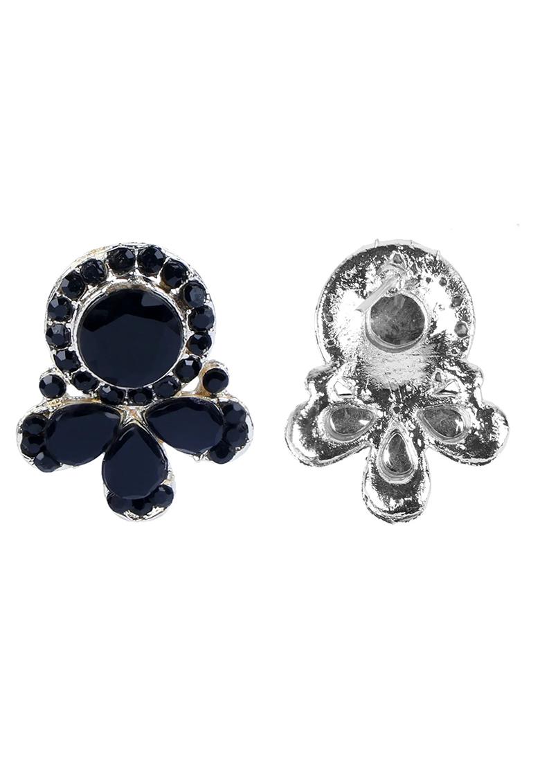 Black Round Center With 3 Drop Earrings For Women