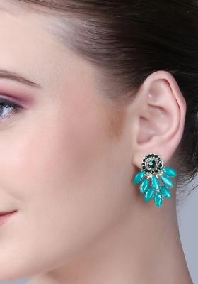 Green Multi Drop Ethnic Earrings For Women