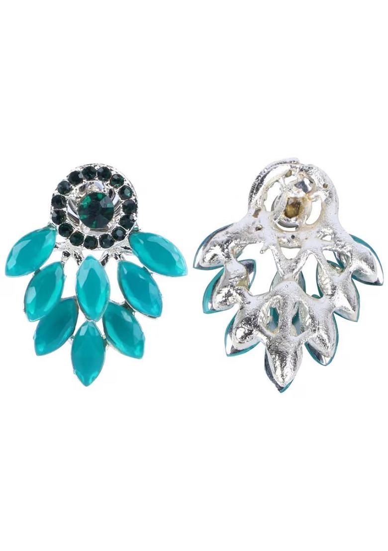 Green Multi Drop Ethnic Earrings For Women