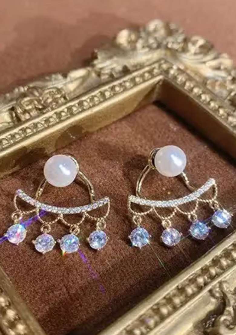 Classic White Pearl Stud Earrings For Women - Indya
