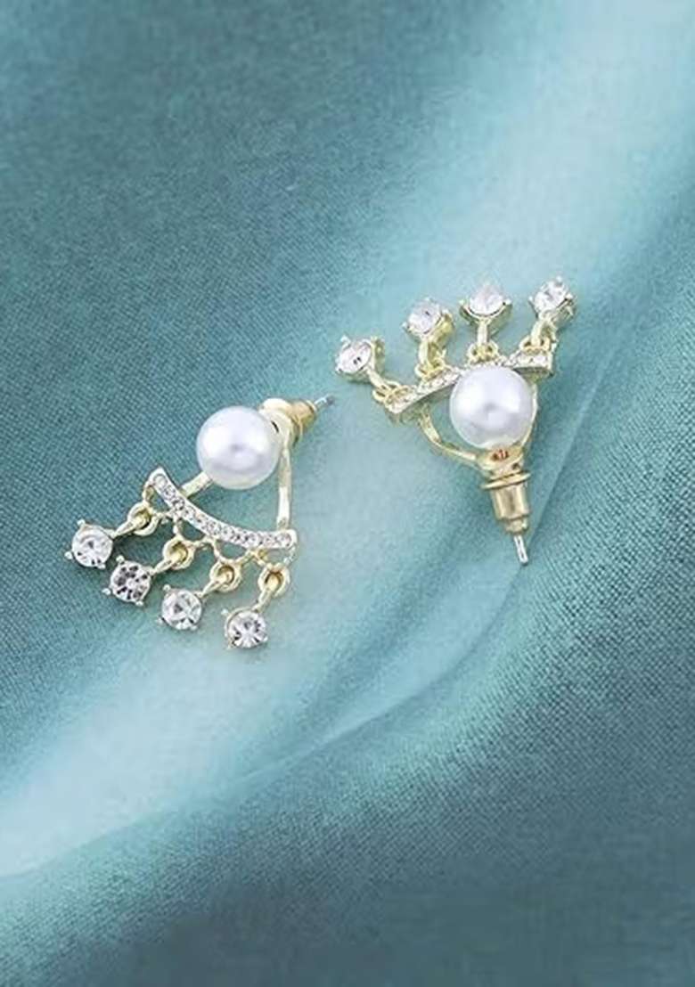 Classic White Pearl Stud Earrings For Women - Indya