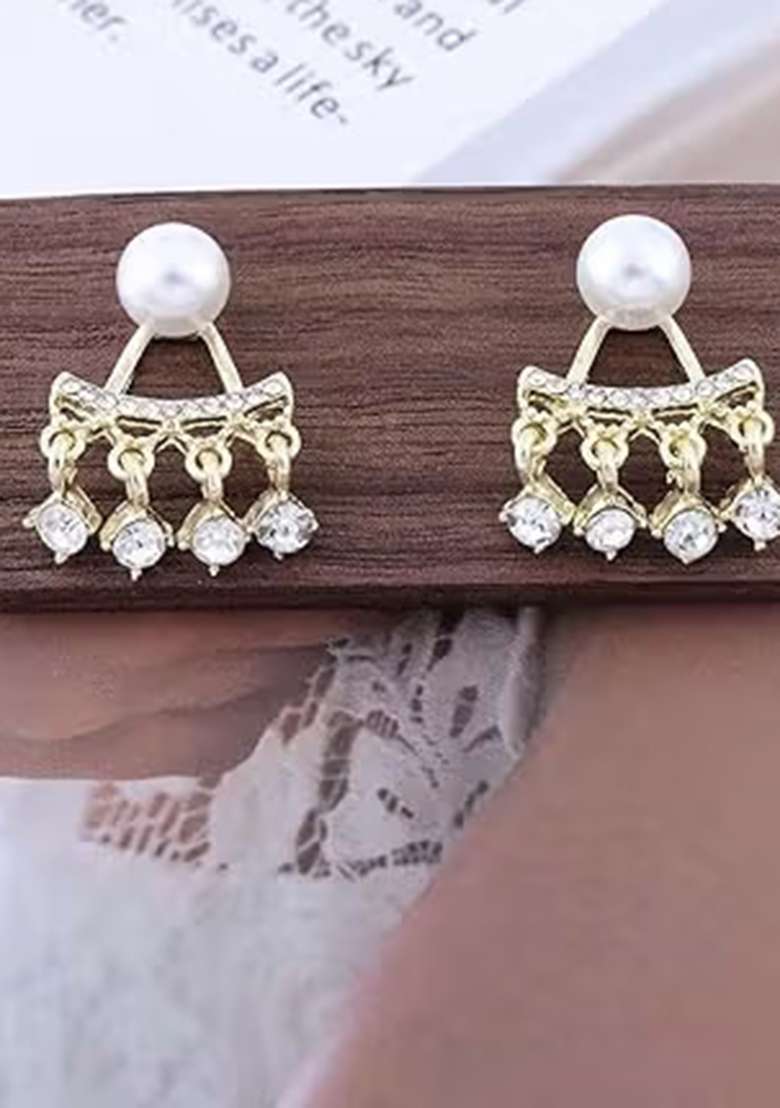 Classic White Pearl Stud Earrings For Women - Indya