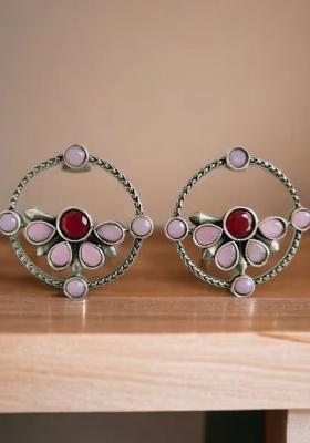 Bangle Design Pink And Maroon Earrings For Women