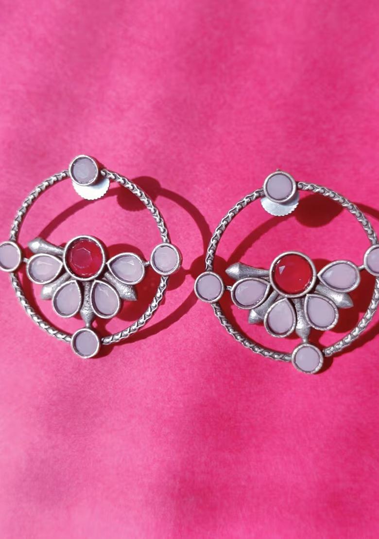 Bangle Design Pink And Maroon Earrings For Women